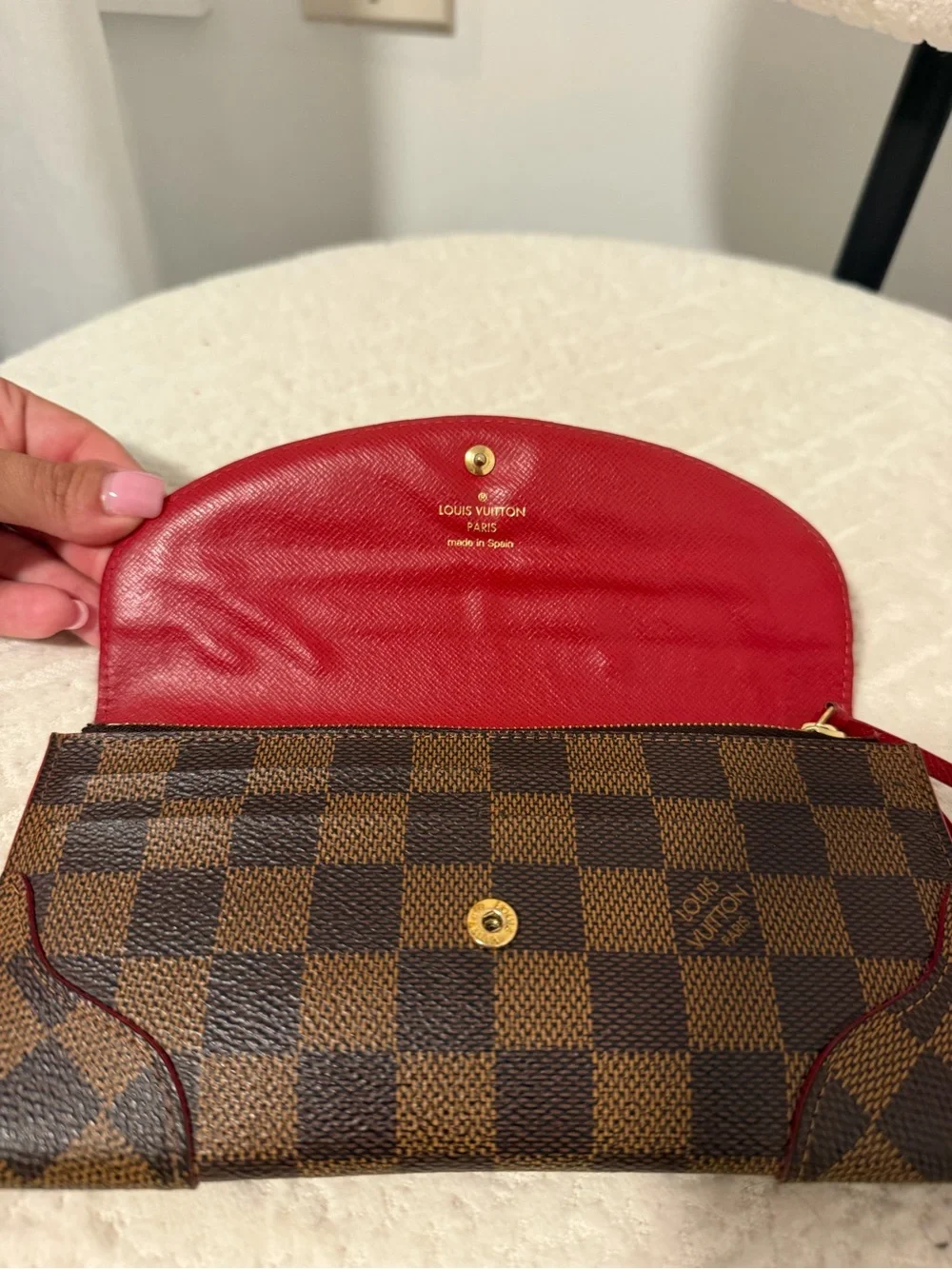 Louis Vuitton Caissa Wallet Damier with Red Interior